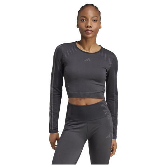 Adidas Γυναικεία μακρυμάνικη μπλούζα Knit Cropped Long-Sleeve Tee